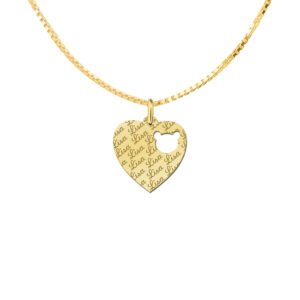 Gouden hart hanger met berenhoofd en naampatroon GNDGP030 — foto 2