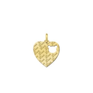 Gouden hart hanger met berenhoofd en naampatroon GNDGP030 — foto 1