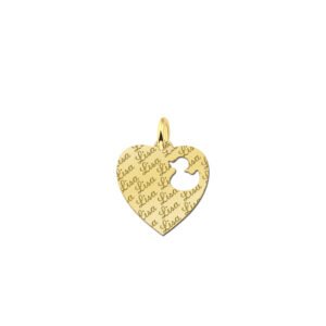 Gouden hart hanger met eend en naampatroon GNDGP032 — foto 1