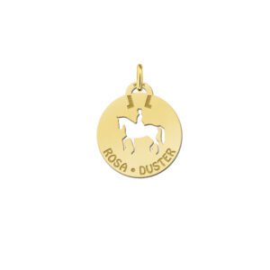 Gouden ronde paardenhanger met twee namen GNDH014 — foto 1