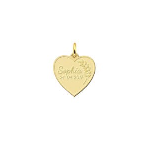 Gouden communie hart met sierlijke gravure GHC019 — foto 1