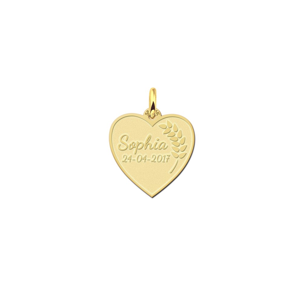 Gouden communie hart met sierlijke gravure GHC019 — foto 1