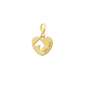 Gouden hartbedel met paardenhoofd en naam – GNDB004