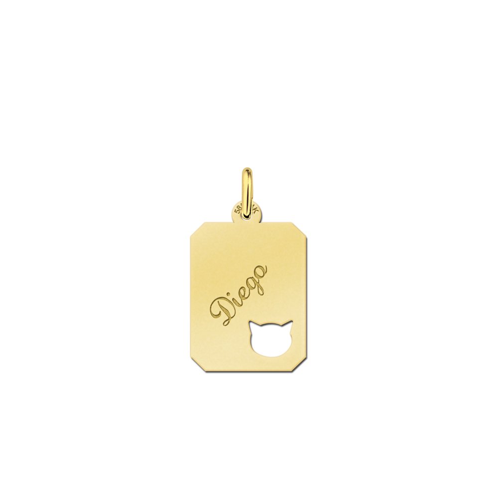 Gouden graveerhanger met kat en naam GNDGP020 — foto 1