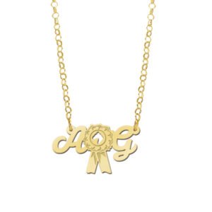 Gouden paardenketting met rozet en twee initialen – GNK53 – afbeelding 2