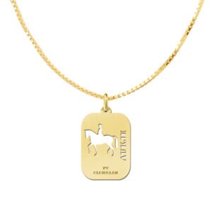 Gouden paardrijhanger met gravure – GSB09 – afbeelding 2