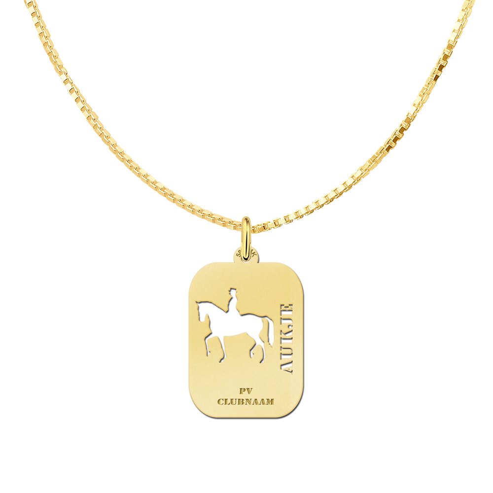 Gouden paardrijhanger met gravure – GSB09 – afbeelding 2