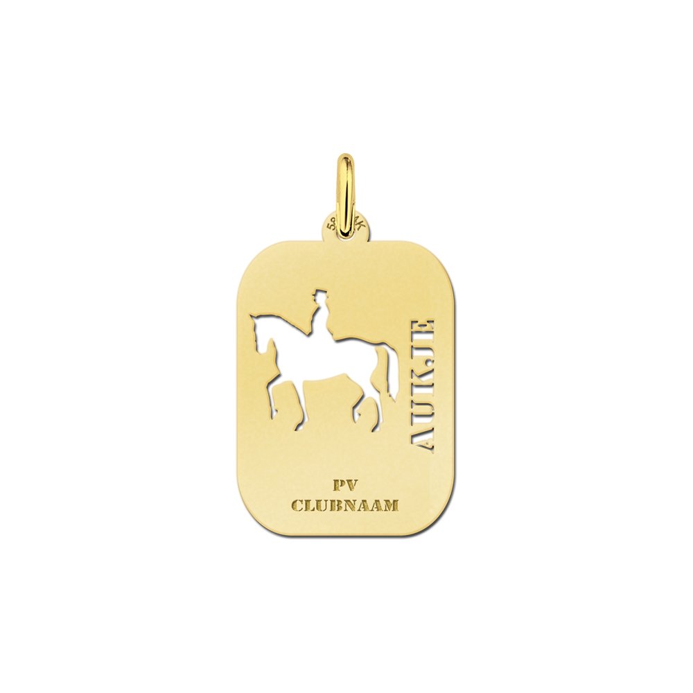 Gouden paardrijhanger met gravure – GSB09