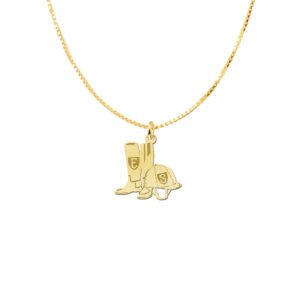 Gouden paardrijlaarzen hanger met twee initialen – GNDH002 – afbeelding 2