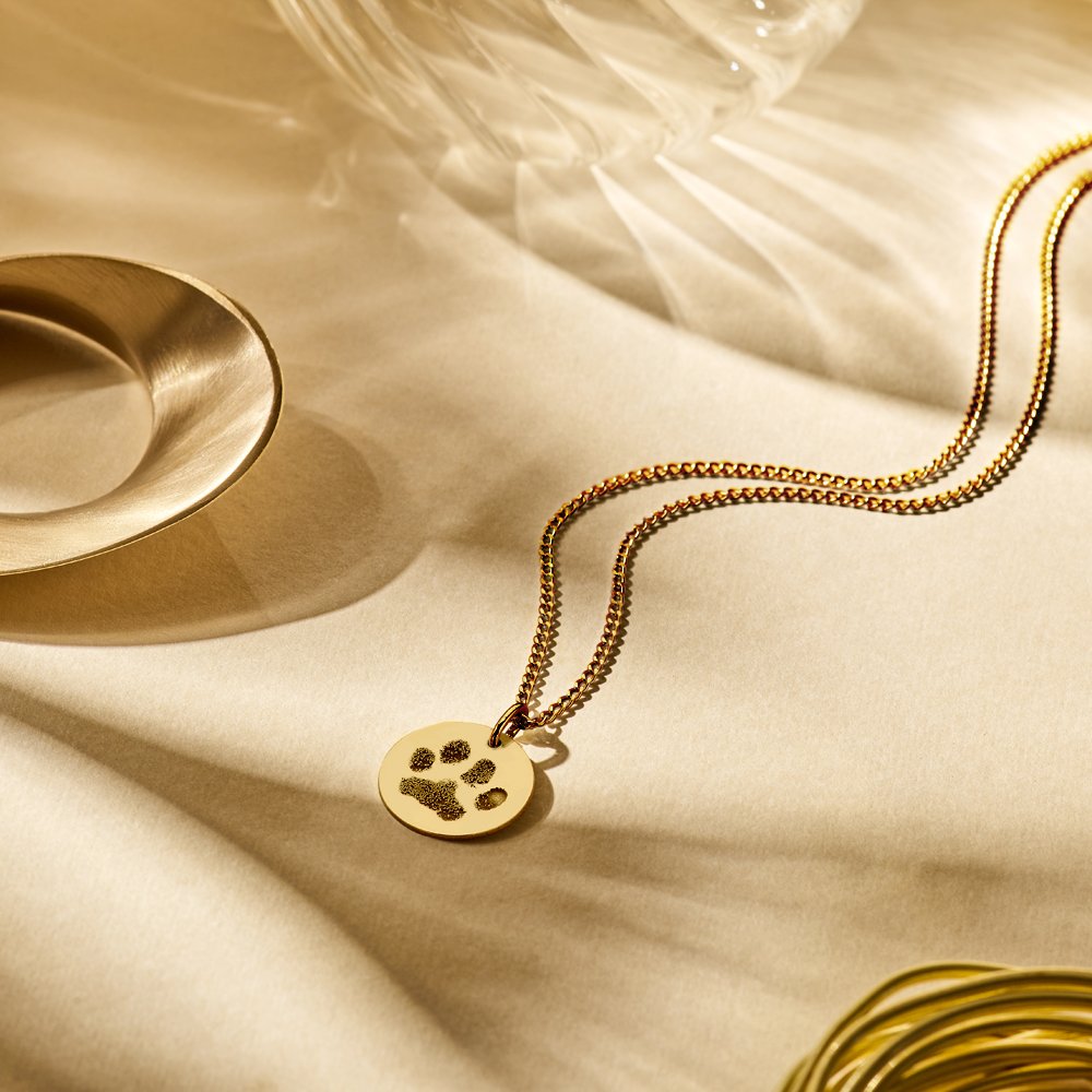Gouden ronden hanger met pootafdruk GHEV040