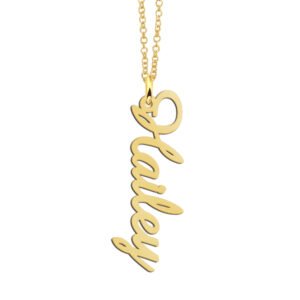 Gouden verticale naamketting Hayley in schrijfletter GNK75 – foto 1