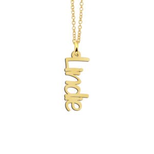 Gouden verticale naamketting Lindie in modern lettertype GNK76 – foto 1