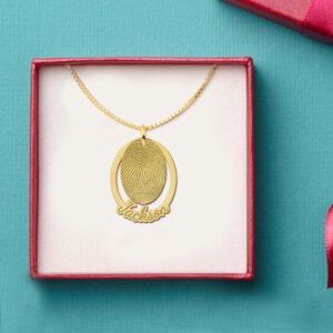 Gouden vingerafdruk hanger tweedelig ovaal GHEV021