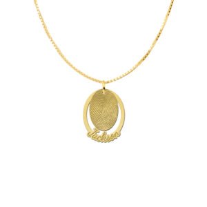 Gouden vingerafdruk hanger tweedelig ovaal GHEV021
