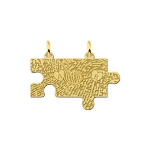 Gouden vriendschapsketting puzzelstuk met vingerafdruk & initiaal GHEV046 — foto 1