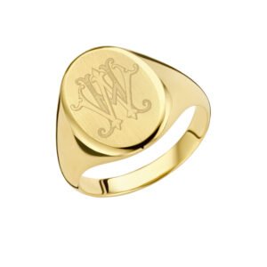 Gouden zegelring met monogram van twee initialen GZR6041 – foto 2