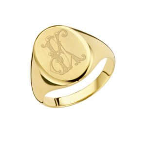 Gouden zegelring met monogram van twee initialen GZR6041 – foto 3