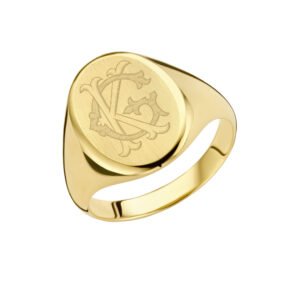 Gouden zegelring met monogram van twee initialen GZR6041 – foto 1