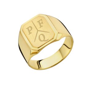 Gouden matte zegelring met vier initialen GZR7042 – foto 3
