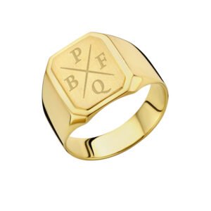 Gouden matte zegelring met vier initialen GZR7042 – foto 4