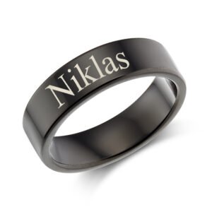 Zwarte stalen ring met gravure, 6 mm STRZ06 — foto 1