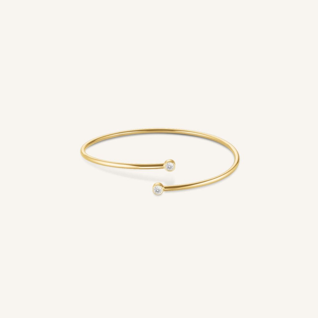Rosefield Double Crystal Bangle – goudkleurig / zilverkleurig – productfoto 1