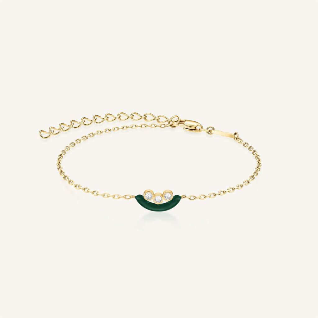Rosefield Enamel armband – goudkleurig / groen – productfoto 1