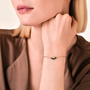 Rosefield Enamel armband – goudkleurig / groen – productfoto 2