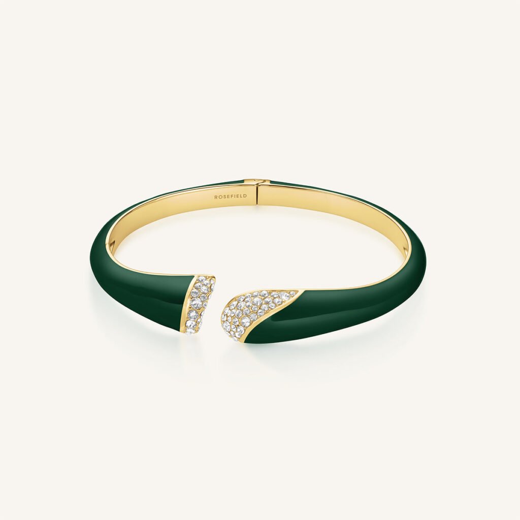 Rosefield Enamel Pave Bangle – goudkleurig / groen – productfoto 1