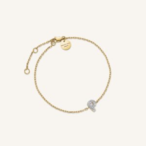 Rosefield Crystal Letter P armband – goudkleurig – productfoto 1