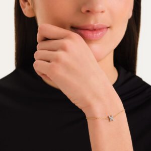 Rosefield Crystal Letter X armband – goudkleurig – productfoto 2