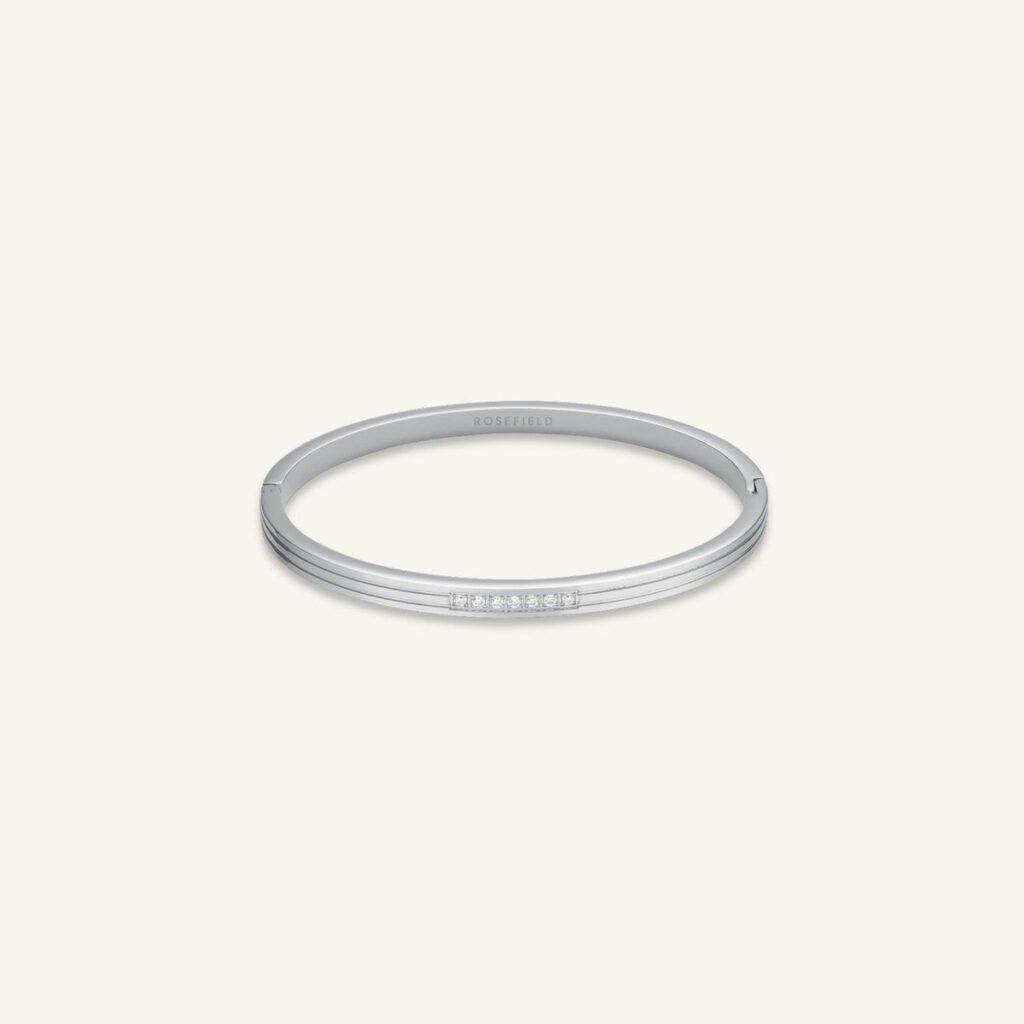 Rosefield Striped Crystals Bangle – goudkleurig / zilverkleurig – productfoto 2