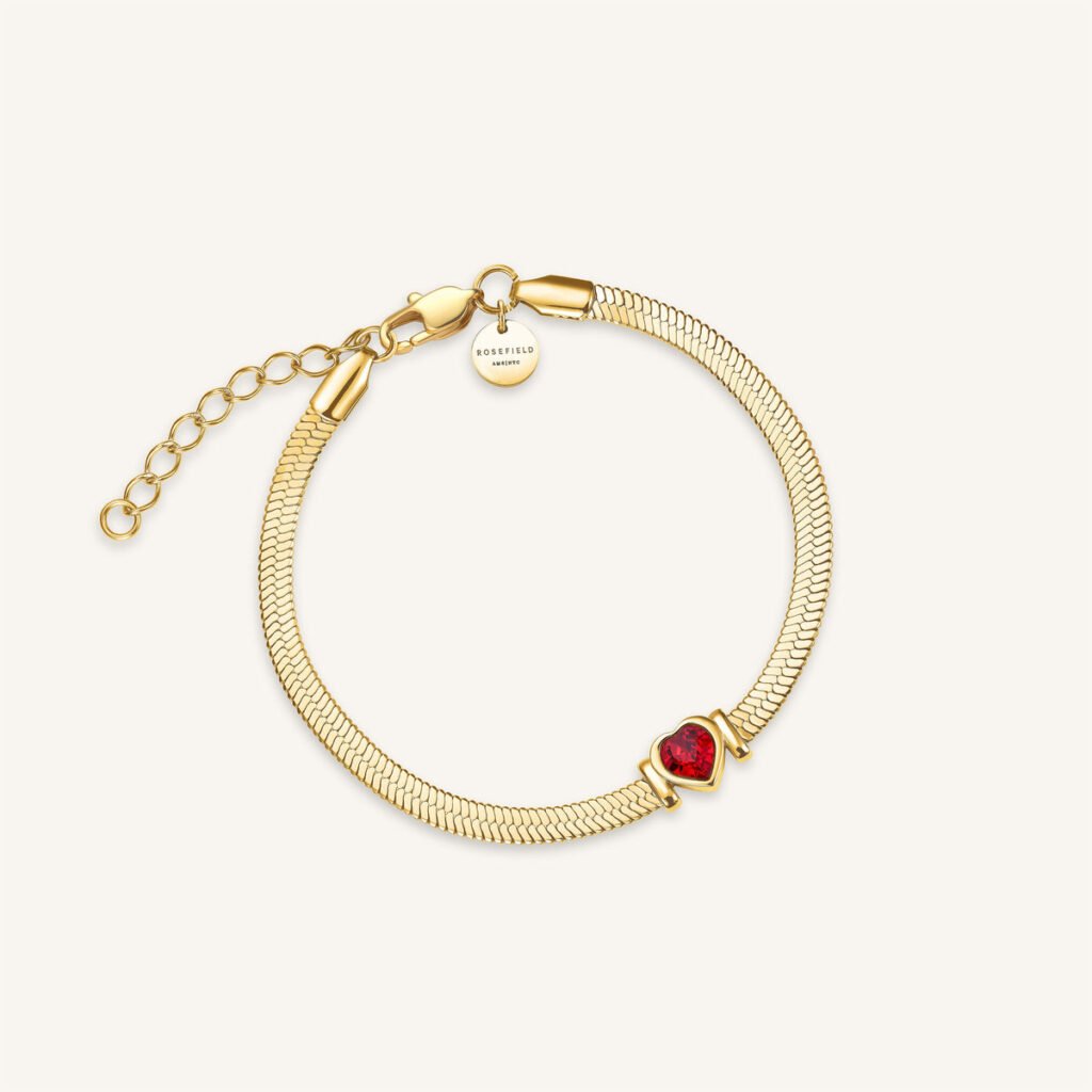 Rosefield Snake Heart armband – wit / rood – productfoto 2