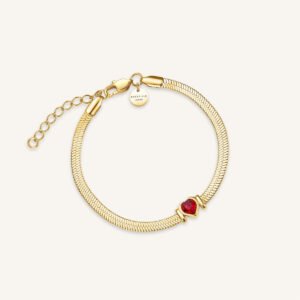 Rosefield Snake Heart armband – wit / rood – productfoto 2