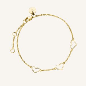 Rosefield Triple Heart armband – goudkleurig – productfoto 1