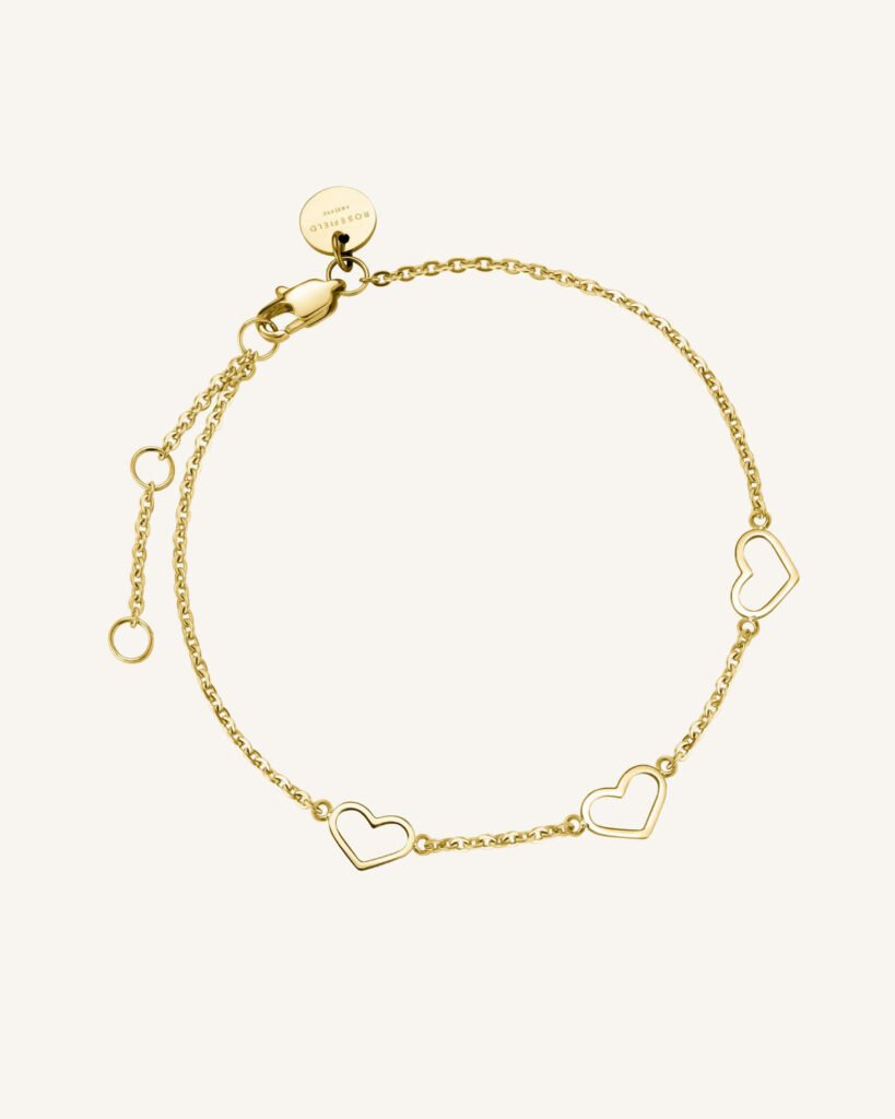 Rosefield Triple Heart armband – goudkleurig – productfoto 1