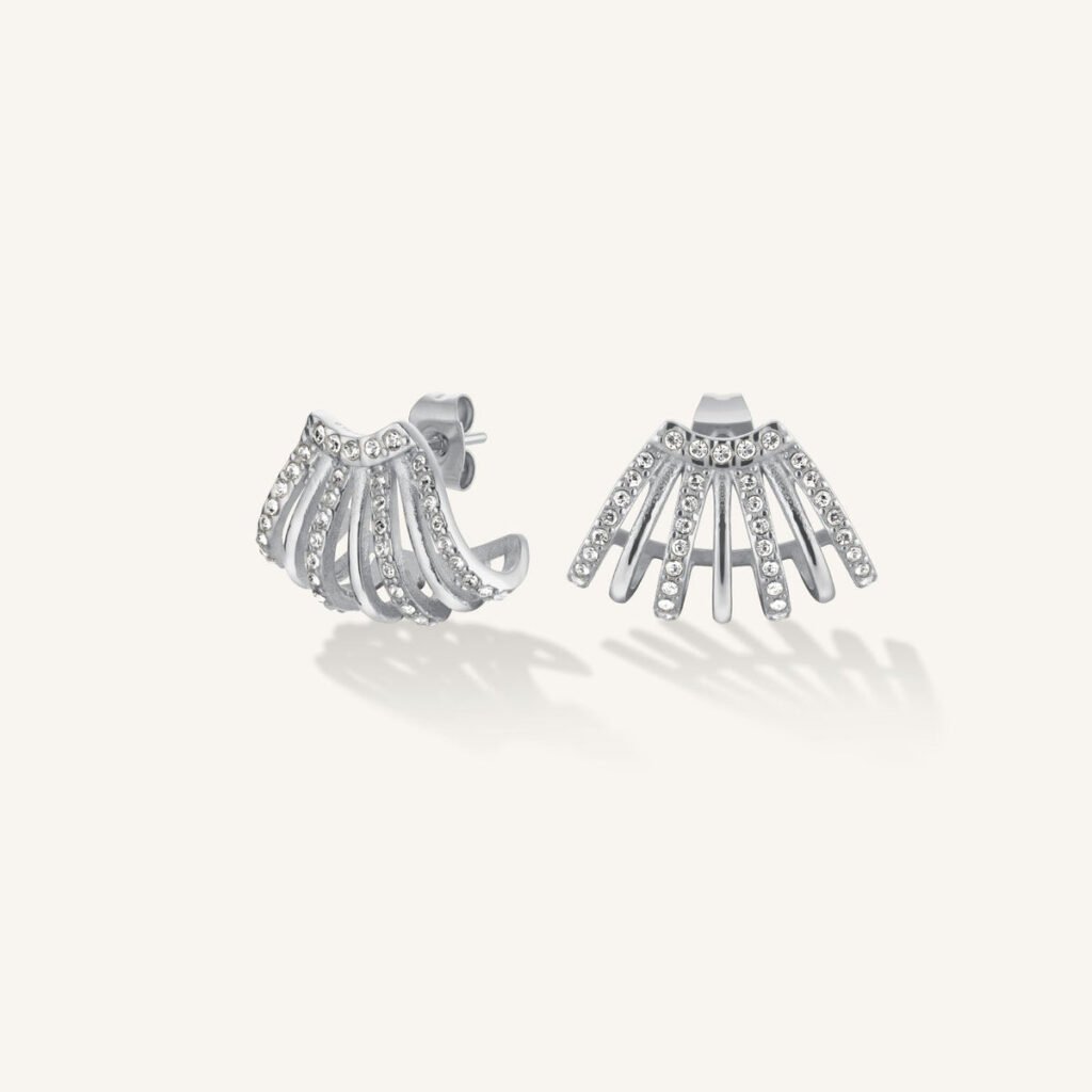 Rosefield Caged Crystal oorbellen – goudkleurig / zilverkleurig – productfoto 2