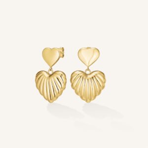 Rosefield Double Heart oorbellen – goudkleurig – productfoto 1