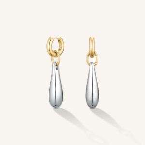 Rosefield Duotone Drop oorringen – bicolor / goudkleurig / zilverkleurig – productfoto 1