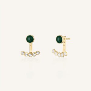 Rosefield Enamel Pave oorknopjes – goudkleurig / groen – productfoto 1