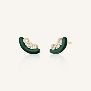 Rosefield Enamel Crystals oorknopjes – goudkleurig / groen – productfoto 1