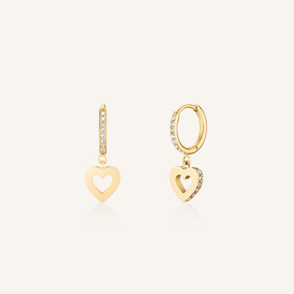 Rosefield Hollow Heart oorringen – goudkleurig – productfoto 1