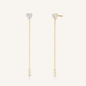 Rosefield Long Heart oorbellen – goudkleurig / zilverkleurig – productfoto 1