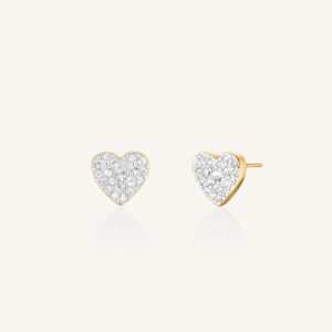 Rosefield Pavé Heart oorknopjes – goudkleurig – productfoto 1