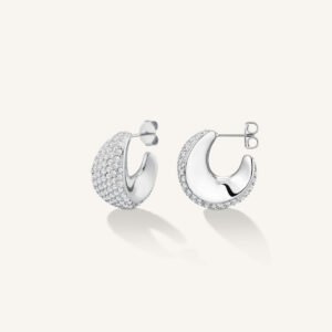 Rosefield Pave Moon oorringen – goudkleurig / zilverkleurig – productfoto 2
