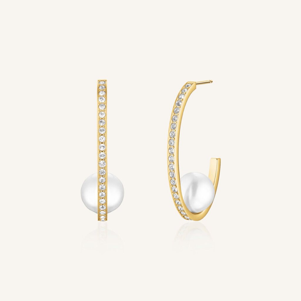 Rosefield Statement Pearl oorringen – goudkleurig – productfoto 1