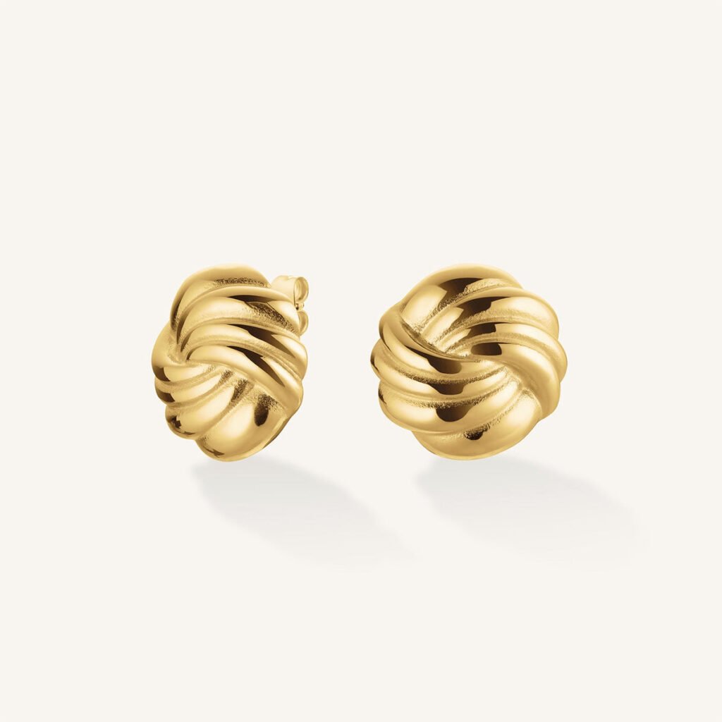 Rosefield Spiral oorknopjes – goudkleurig – productfoto 1