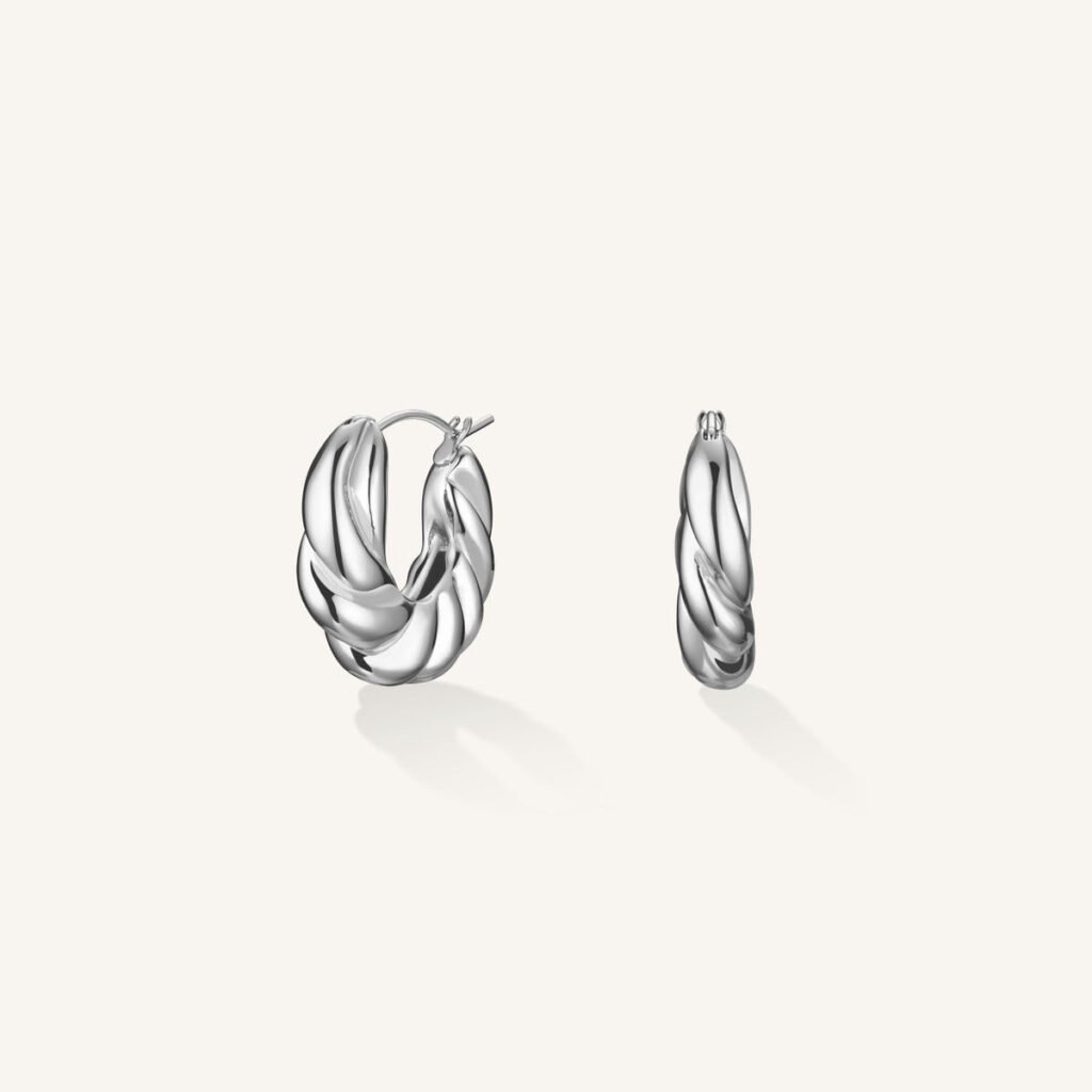 Rosefield Twisted oorringen – goudkleurig / zilverkleurig – productfoto 2