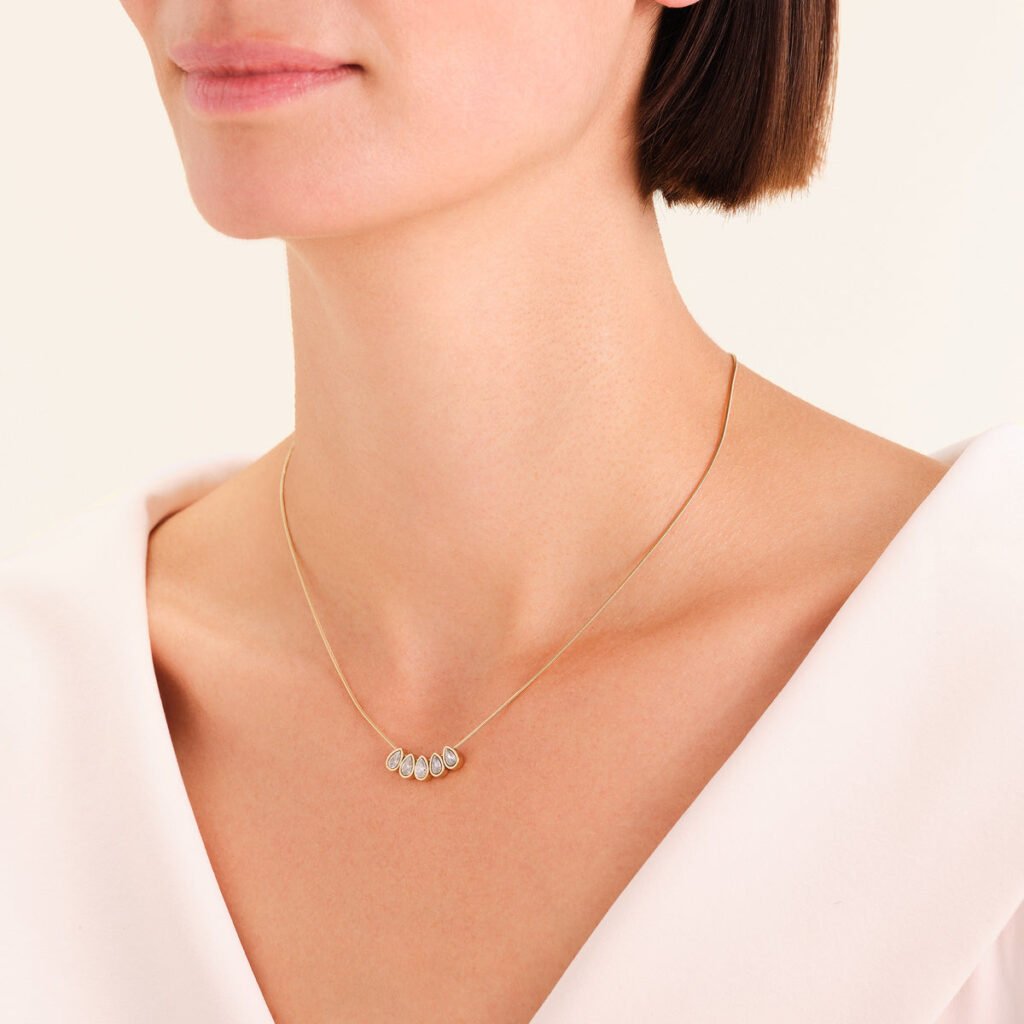 Rosefield Drops ketting – goudkleurig – productfoto 2