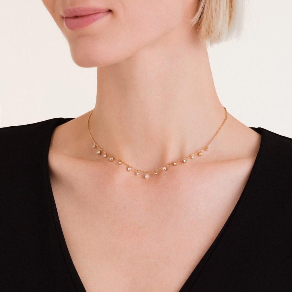Rosefield Multi-Crystal ketting – goudkleurig – productfoto 2
